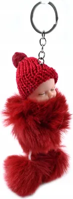 Image de Adorable poupée bébé porte-clés peluche pompon accroche-sac idée cadeau coloré