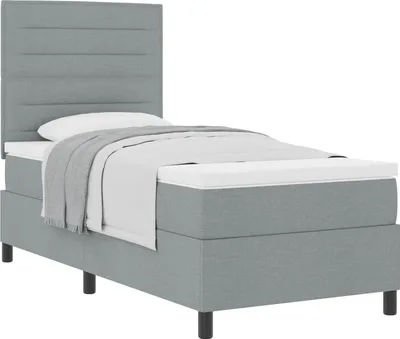 Obrázek produktu pro vidaXL Skříňová postel s matrací světle šedá 80 x 200 cm látka