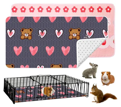 Produktbild von 2 Stück waschbare Unterlage für kleine Tiere wie Meerschweinchen, Kaninchen und Hamster - Wiederverwendbare, wasserdichte Urinunterlage für Käfige 61 x 120 cm