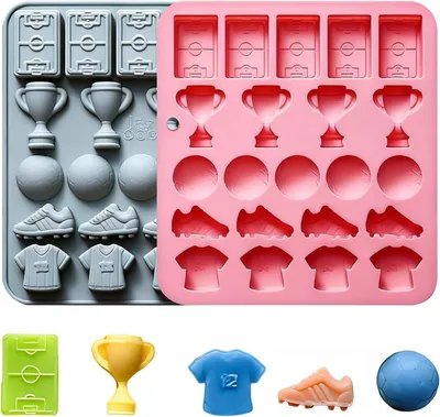 Produktbild von Silikonformen für Fußball-Schokolade, 22 Fußball-Schokoladen- und Süßigkeitenformen, antihaftbeschichtete Schokoladenform, Formen-Set für Schokolade, Süßigkeiten und Gelee