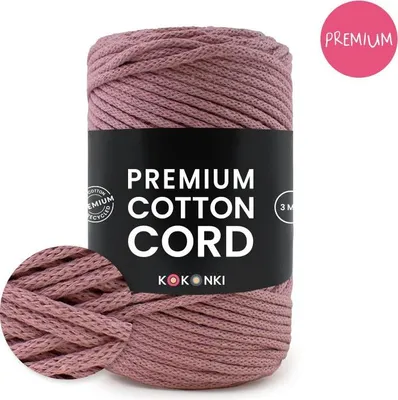 Produktbild von KOKONKI Premium Baumwollkordel 3 mm, 100 m Rolle, Malwa 337, Recyclingbaumwolle