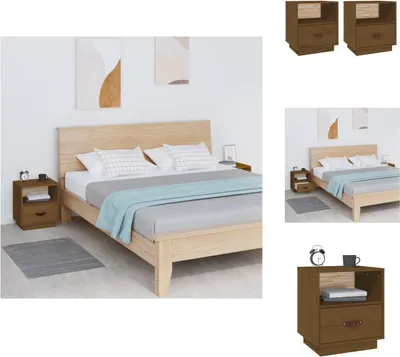 Produktbild von vidaXL Nachttische 2 Stk. Honigbraun 40x34x45 cm Massivholz Kiefer -  Nachttische