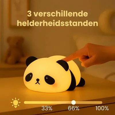 Productafbeelding van Laavir® Panda Nachtlampje – Dimbaar LED Nachtlamp voor Babykamer – Zacht Siliconen Speelgoed – USB Oplaadbaar – Veilig en Knuffelbaar