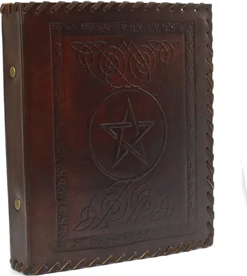 Zdjęcie produktu dla Pentagram Gwiazda Teczka Segregator 2 Pierścienie DIN A5 Prawdziwa Skóra Bawołu Ręcznie Wykonane Indie Tłoczenie
