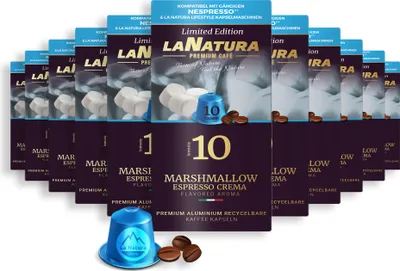 Obrázek produktu pro Marshmallow Espresso Crema Premium Coffee - 110 kávových kapslí | La Natura Lifestyle Organic 616g| bio | Kompatibilní s Nespresso®*³