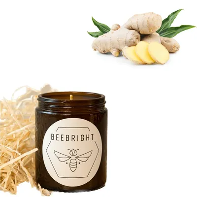 Produktbild von yogabox Handgemachte Bienenwachskerze - regional hergestellt - bienenwachsgelb 9 x 4,5 cm Ginger