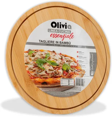 Produktbild von Runde Schneidebrett 28 cm, Bambus, Multifunktional, Für Pizza, Käse, Gemüse