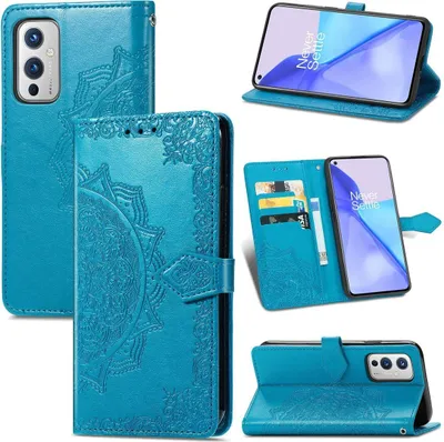 Produktbild von König Design Hülle kompatibel mit OnePlus 9 Kunstleder Handyhülle - Handy Case Blau