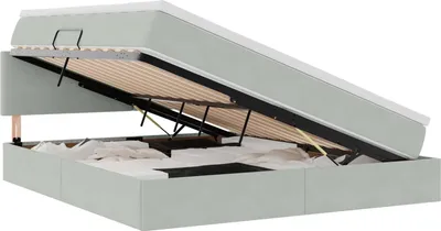 Image de Lit coffre à LED vidaXL avec matelas, gris clair, 180 x 200 cm, velours