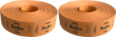 Produktbild von Bonrollen KAFFEE orange Wertmarke dreisprachig 2 Rollen je 1000 Abrisse