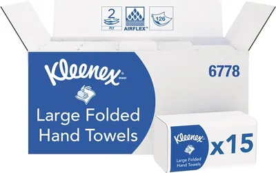 Zdjęcie produktu dla Chusteczki higieniczne KLEENEX 6778 2-warstwowe białe L320xW215approx.mm 15 szt.x124 szt.=1860 szt.