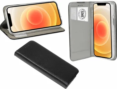 Produktbild von Buch Tasche Smart für iPhone 12 Mini Handy Hülle Etui Brieftasche Schutzhülle mit Standfunktion, Kartenfach Schwarz