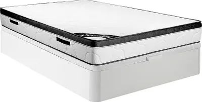 Produktbild von Set 160 x 200 cm Rahmen mit Box weiß + 30 cm dicke Schaumstoffmatratze - SOLAK by YSMÉE