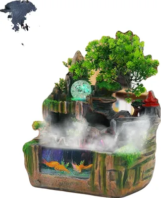 Produktbild von Felsenbrunnen, Harz, 30*18*33 cm, Acrylfischbecken, 220V, Zerstäuber enthalten