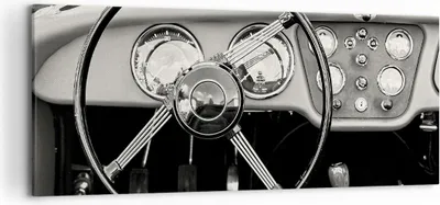 Produktbild von Bild auf Leinwand - Leinwandbild - Einteilig - Lenkrad Auto Vintage - 120x50cm - Wand Bild - Wanddeko - Wandbilder - Leinwanddruck - Bilder - Wanddekoration - Leinwand bilder - AB120x50-4853