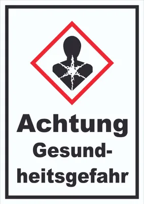Produktbild von Schild Gesundheitsgefahr Sensibilisierung der Atemwege hochkant A5 Rückseite selbstklebend