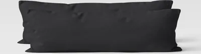 Produktbild von 2er Set Renforcé UNI Kissenhüllen 40x145 cm Seitenschläferkissen Garnitur 100% Baumwolle Mit Reißverschluss schwarz