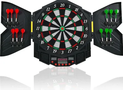Image de WYCTIN Cible électronique Dartboard avec porte 12 fléchettes incl. 4 LED 216 jeux