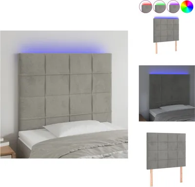 Produktbild von vidaXL LED Kopfteil Hellgrau 90x5x118/128 cm Samt -  Kopf- & Fußenden