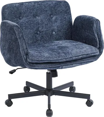 Imagen del producto de Silla para trabajar en casa, silla giratoria, silla de escritorio con ruedas. Silla de oficina giratoria con reposabrazos plegables, con altura ajustable. Capacidad de carga: 150 kg. Respaldo ajustable hasta 120°. Color: azul