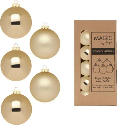 Produktbild von Inge‘s Christmas Decor 12205P436, Kugel-Weihnachtsschmuck, Gold, 36 Stück(e), 40 mm