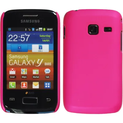 Produktbild von PhoneNatic Case kompatibel mit Samsung Galaxy Y Duos - Hülle pink gummiert Hard-case + 2 Schutzfolien