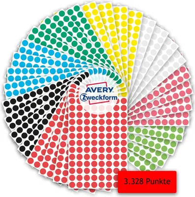 Produktbild von AVERY Zweckform Markierungspunkte Durchmesser: 8 mm 32 Bögen Inhalt: 3.328 Stück