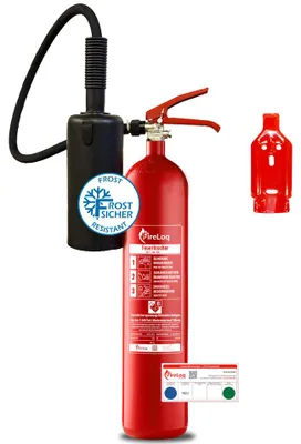 Produktbild von FireLoq 5kg Co2 Kohlendioxid im Stahl Behälter Feuerlöscher für elektrische Anlagen und EDV 89B 5 LE Dauerdruck inkl. Prüfnachweis,Wandhalter