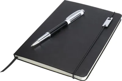 Produktbild von Luxe - "Legatto Elegance" Fester Einband-Notizbuch und Stift-Set, A5 PF4827 (Einheitsgröße) (Schwarz)