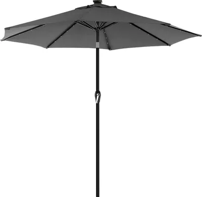 Image de Parasol Rootz avec éclairage solaire à LED - Parasol - Parapluie - Protection UV UPF 50+ - Diamètre 3 m - Gris