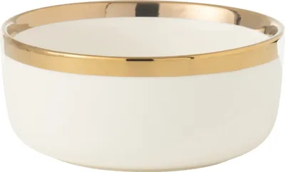 Produktbild von J-Line Schüssel  Keramik Weiß/Gold