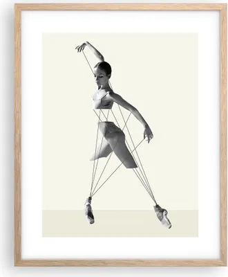 Produktbild von Gerahmtes Poster - Rahmen in heller Eiche - Surreal Ballerina Marionette - 40x50 cm - Wand Bild - Wanddeko - Wandbilder - Kunstposter - Wandposter - Bilderrahmen - Bilder - P2NPA40x50-4812