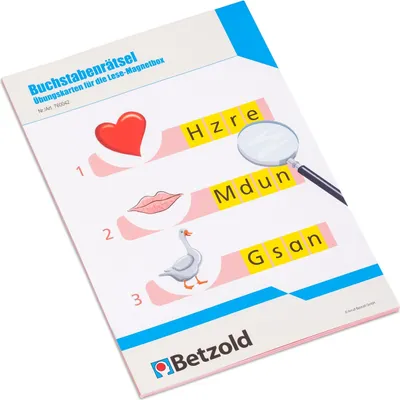 Produktbild von Betzold Übungskarten für die Lese-Magnetbox, Lernkarte für Selbstständiges Lernen, Ausführung: Buchstabenrätsel