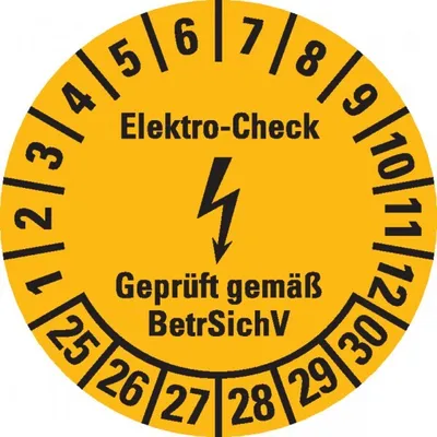 Produktbild von Dreifke® Aufkleber I Prüfpl.Elektro-Check BetrSichV,25-30,gelb/schwarz,Dokufo...