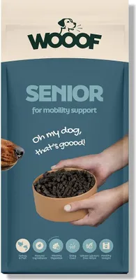 Produktbild von Hundetrockenfutter WOOOF Senior 18KG Gepresstes Senior-Hundefutter mit Truthahn und Fisch für ältere Hunde