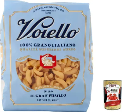 Produktbild von 10x Voiello Pasta Gran Fusilli Nudeln 100% italienische N180 500g + Italian Gourmet Polpa 400g