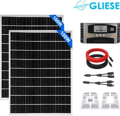 Produktbild von 200W 12V Wohnmobil Set Solaranlage Komplettset Monokristallin Solarpanel Solarmodul mit 40A Solar Ladegerät+ Montage PV Halterung