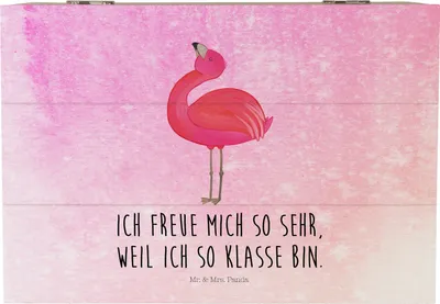 Produktbild von Mr. & Mrs. Panda Box Flamingo Stolz 22 x 15 cm - Aquarell Pink - Geschenk, Schwester, Tochter, Erinnerungsbox, Mama, schmuckbox, fotobox, Freude, geschenkkiste