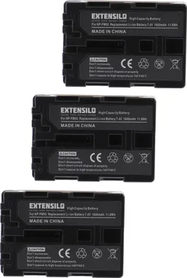 Produktbild von EXTENSILO 3x Akku kompatibel mit Sony MVC-CD400, MVC-CD500, MVC-CD200, MVC-CD250, HDR-UX1E, MVC-CD300, MVC-CD350 Kamera (1600 mAh, 7,4 V, Li-Ion)