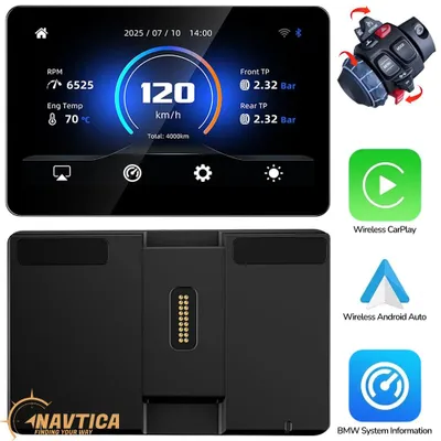 Image de Écran de navigation NAVTICA Polaris Edge 6,2 pouces compatible Android Auto / Apple CarPlay pour moto BMW avec WONDER WHEEL