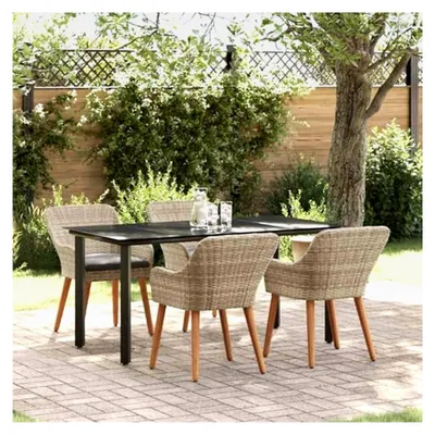 Produktbild von Essgruppe 5-teilig Hellgrau und Schwarz 160 x 80 x 74 cm, Sitzgruppe für Gartenmöbel im Freien für Terrasse und Balkon