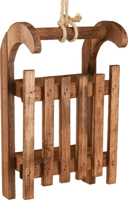 Zdjęcie produktu dla Dekoracyjne sanie brązowa drewniana dekoracja zimowa 30x18x12cm do dekoracji stołu Dekoracja świąteczna