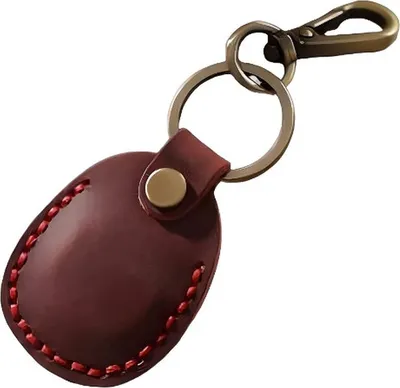 Produktbild von Hilvard Airtag Schlüsselanhänger, Airtag Halter, Airtag Hülle, Keyfinder, Rotes Leder, Geeignet für Apple Airtag, Tracker Zubehör (Rot)