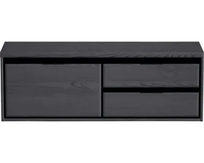 Produktbild von Sanox Waschtischunterschrank Loft BxHxT 140,2 x 48,6 x 45 cm Frontfarbe black oak mit Waschtischplatte 2 Auszüge rechts