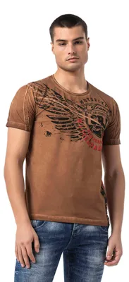 Produktbild von CT809-Herren T-Shirt mit Print und Waschung – Regular Fit