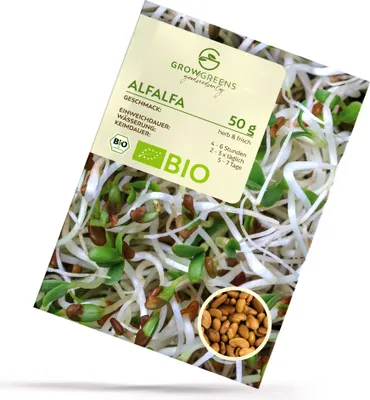 Produktbild von Alfalfa Sprossen Samen 50g - Microgreens Saatgut ideal für die Anzucht von knackigen Keimsprossen auf der Fensterbank