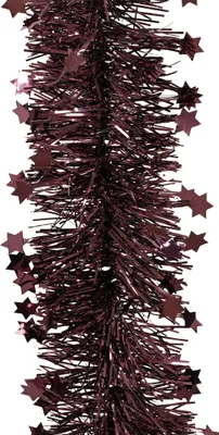 Produktbild von Weihnachtsgirlande Lametta mit Sternen 9cm x 2,7m - Dunkel Mauve