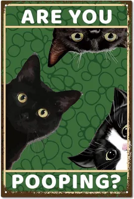Produktbild von Antikes Teller Set Schwarz Katze - Retro Wand Dekoration - Einzelstück - Schwarz - Metall
