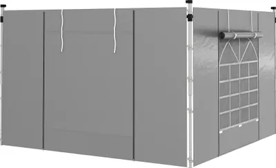 Image de Parois latérales pour pavillon - 2 panneaux - 300 x 200 cm - Avec fenêtre - Tissu Oxford - Gris clair