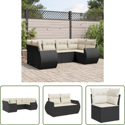 Produktbild von The Living Store 6-tlg. Garten-Sofagarnitur mit Kissen Schwarz Poly Rattan